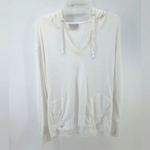 Athleta White Hoodie Pockets Thumb Holes M Athleisure Work Out